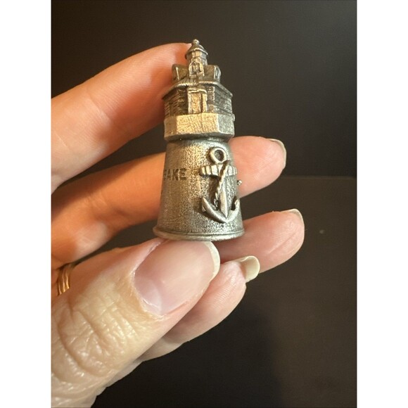 Vintage Pewter Thimble Souvenir; Chesapeake Bay, VA; Lighthouse - Picture 3 of 9